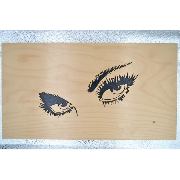 Tableau "yeux de femme" chantourné en bouleau Contre-plaqué bouleau finlandais 5 plis - Au Bois Enchanté