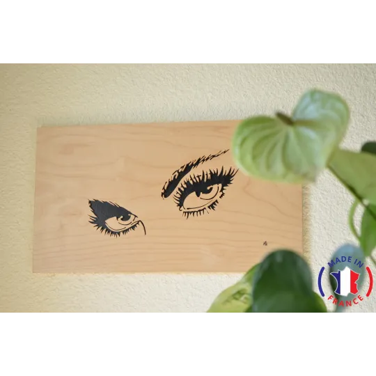 Painting "Woman's Eyes" sung in birch Finnish birch plywood 5 ply - Au Bois Enchanté