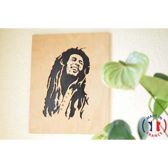 Tableau Bob Marley chantourné Contre-plaqué bouleau finlandais 5 plis - Au Bois Enchanté