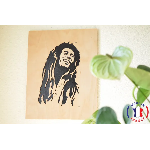 Painting Bob Marley scotched Finnish birch plywood 5 ply - Au Bois Enchanté