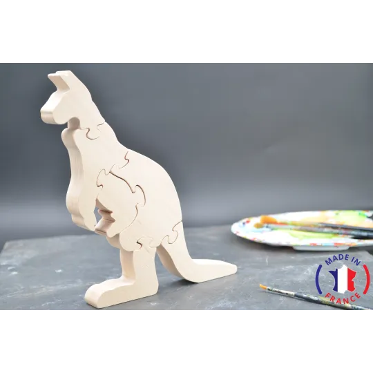 puzzle kangourou à peindre en bois Bois Hêtre - Au Bois Enchanté
