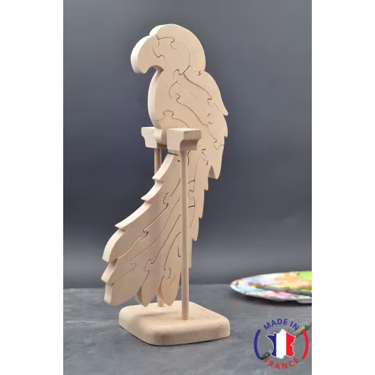 Parrot puzzle to paint in wood Beech Wood - Au Bois Enchanté