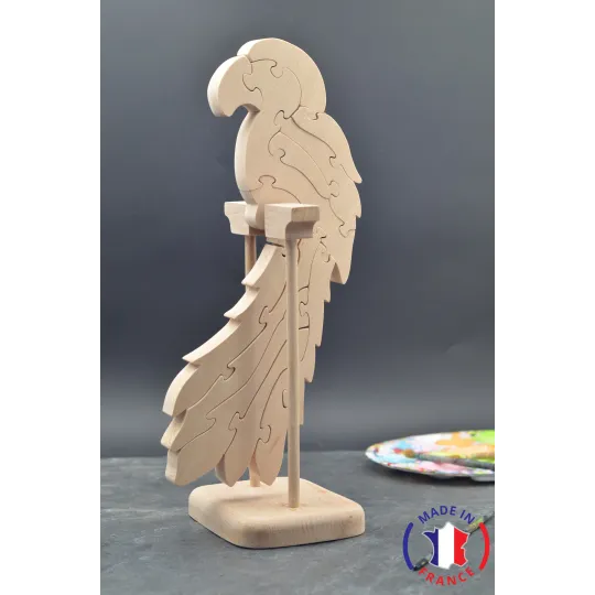 Parrot puzzle to paint in wood Beech Wood - Au Bois Enchanté