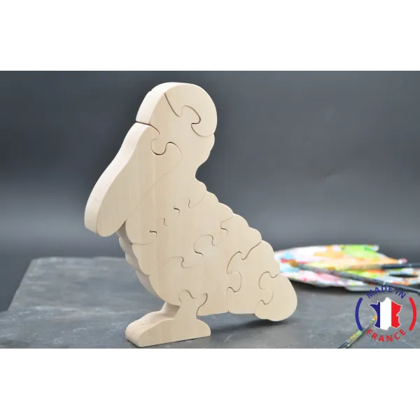 Pelican puzzle to paint in wood Beech Wood - Au Bois Enchanté