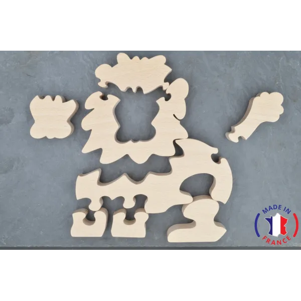 Lion puzzle to paint in wood Beech Wood - Au Bois Enchanté
