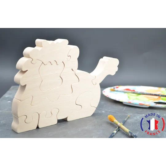 Puzzle lion à peindre en bois Bois Hêtre - Au Bois Enchanté