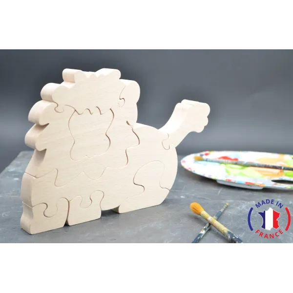 Puzzle lion à peindre en bois Bois Hêtre - Au Bois Enchanté
