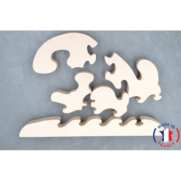 Puzzle baleine à peindre en bois Bois Hêtre - Au Bois Enchanté