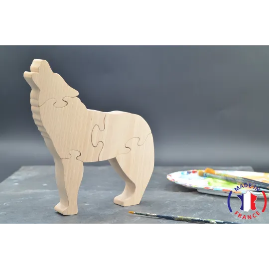 Puzzle loup à peindre en bois Bois Hêtre - Au Bois Enchanté