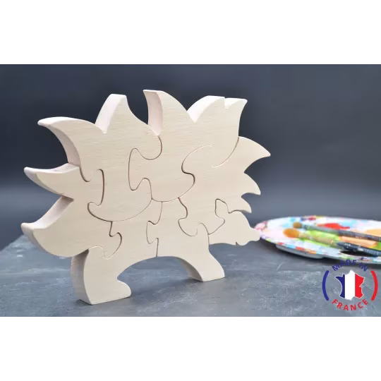 Hedgehog puzzle to paint in wood Beech Wood - Au Bois Enchanté
