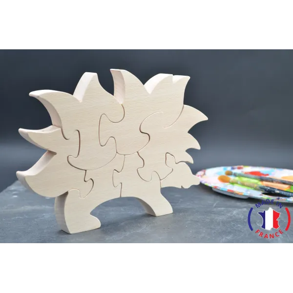 Hedgehog puzzle to paint in wood Beech Wood - Au Bois Enchanté