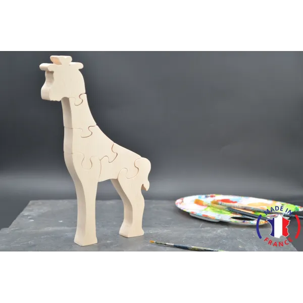 Giraffe puzzle to paint in wood Beech Wood - Au Bois Enchanté