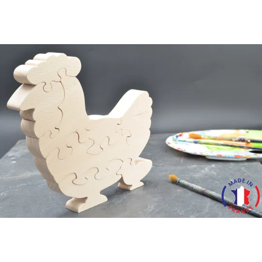 Chicken puzzle to be painted in wood Beech Wood - Au Bois Enchanté