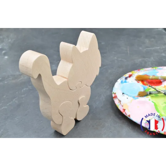 Cat puzzle to paint in wood Beech Wood - Au Bois Enchanté