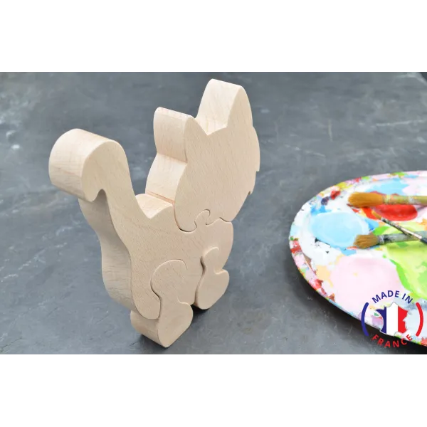 Cat puzzle to paint in wood Beech Wood - Au Bois Enchanté
