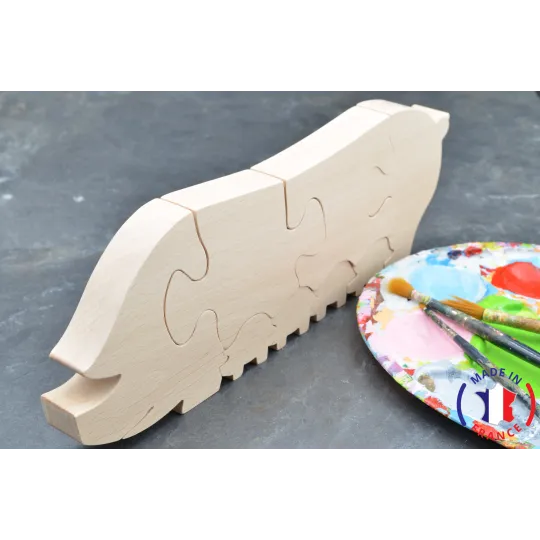 Puzzle cochon à peindre en bois Bois Hêtre - Au Bois Enchanté