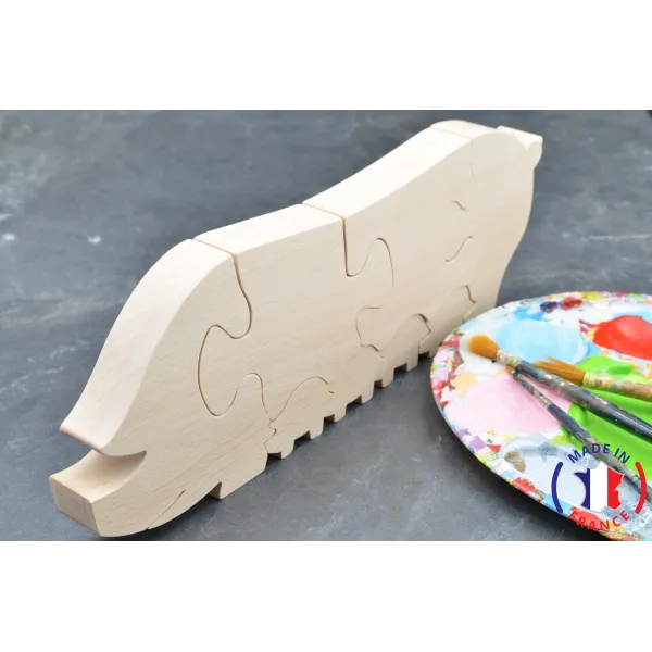 Wooden Painting Pig Puzzle Beech Wood - Au Bois Enchanté
