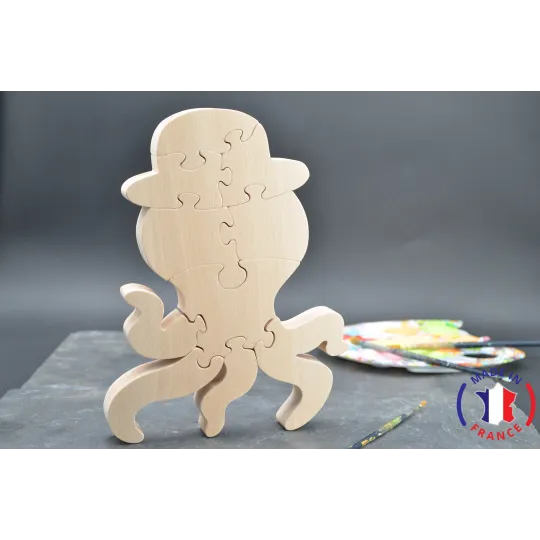 Puzzle octopus to paint in wood Beech Wood - Au Bois Enchanté