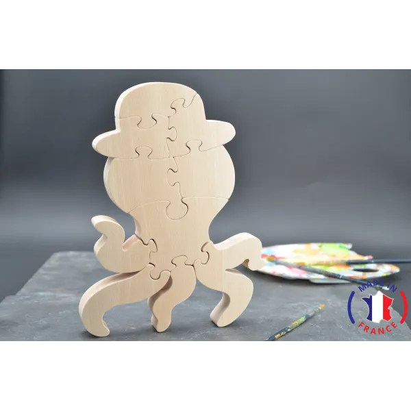 Puzzle pieuvre à peindre en bois Bois Hêtre - Au Bois Enchanté