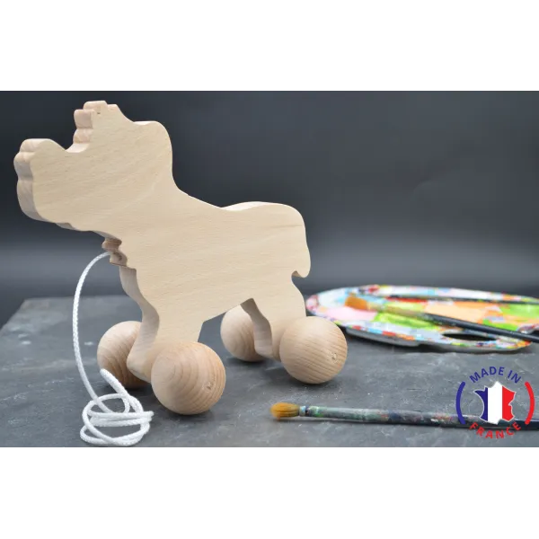 Chien en bois brut à tirer Bois Hêtre - Au Bois Enchanté