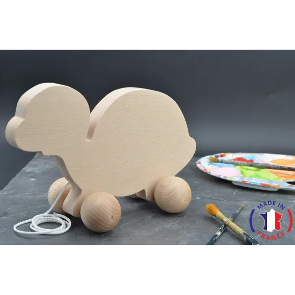 Tortue en bois brut à tirer Bois Hêtre - Au Bois Enchanté