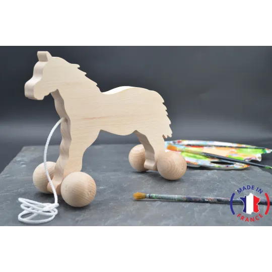 Cheval en bois brut à tirer Bois Hêtre - Au Bois Enchanté