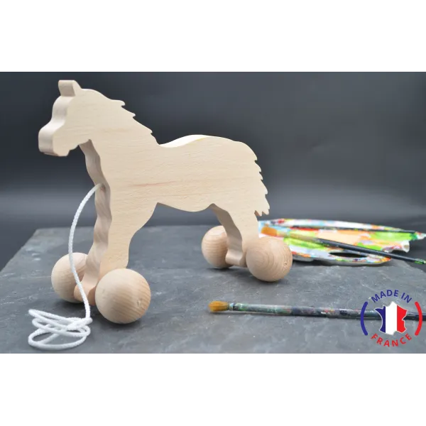 Cheval en bois brut à tirer Bois Hêtre - Au Bois Enchanté
