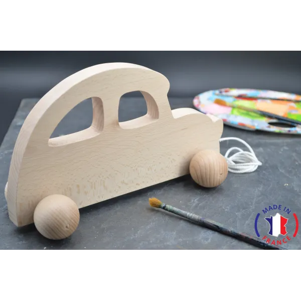 2CV en bois brut à tirer Bois Hêtre - Au Bois Enchanté