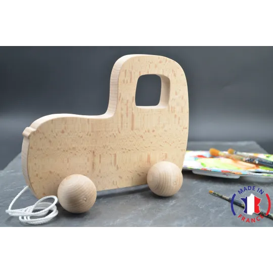 Voiture en bois brut à tirer Bois Hêtre - Au Bois Enchanté