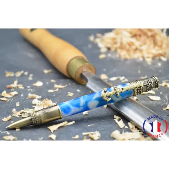 Stylo bille Calipso en résine bleue Résine - Au Bois Enchanté