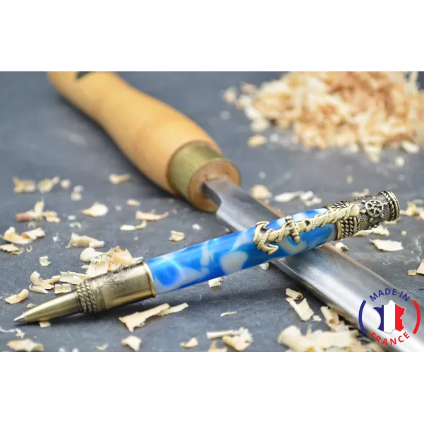 Stylo bille Calipso en résine bleue Résine - Au Bois Enchanté