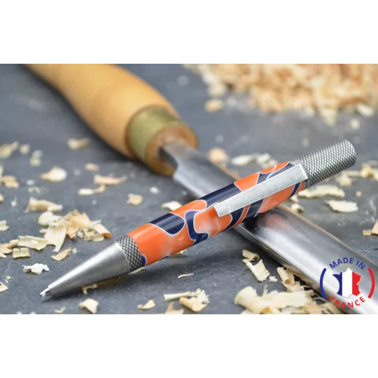 Isabelle ballpoint pen in orange and black resin Resin - Au Bois Enchanté