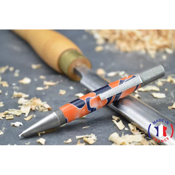 Stylo bille Isabelle en résine orange et noir Résine - Au Bois Enchanté