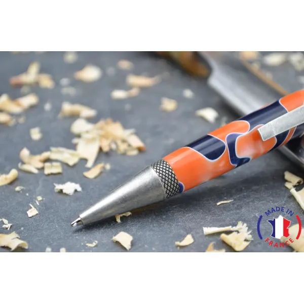 Isabelle ballpoint pen in orange and black resin Resin - Au Bois Enchanté