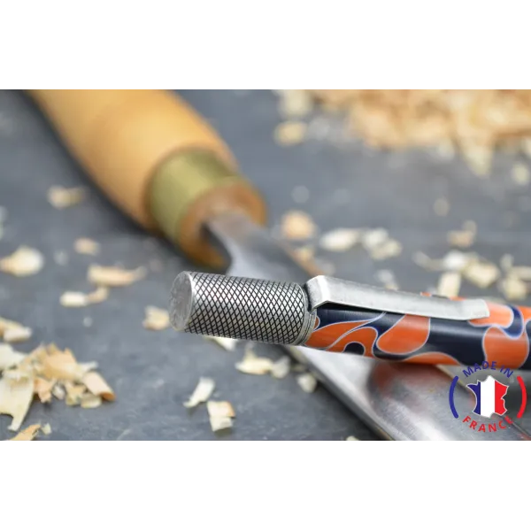 Stylo bille Isabelle en résine orange et noir Résine - Au Bois Enchanté