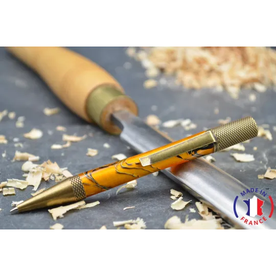 Stylo bille Isabelle en résine orange Résine - Au Bois Enchanté