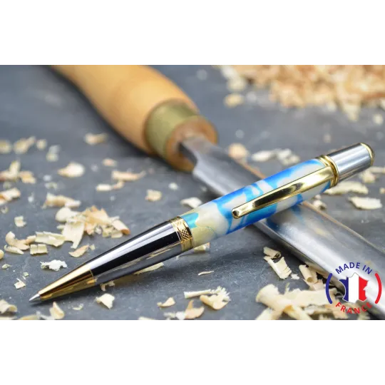 Stylo bille Jennifer en résine bleue Résine - Au Bois Enchanté