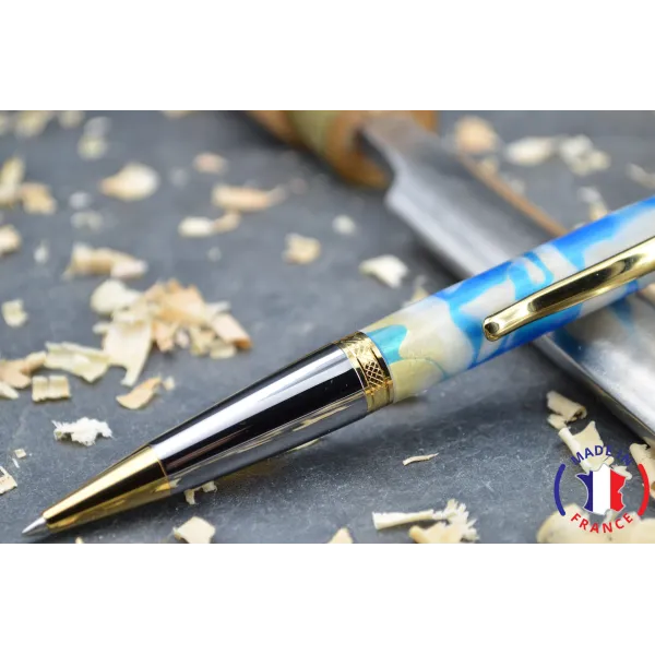 Stylo bille Jennifer en résine bleue Résine - Au Bois Enchanté