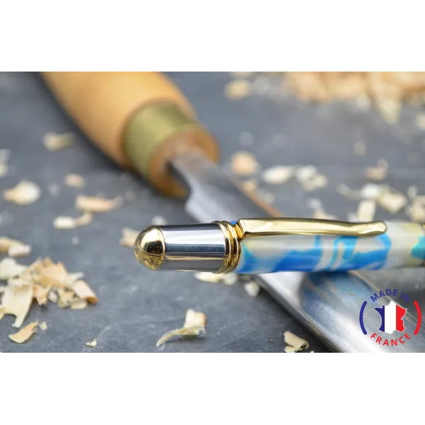 Stylo bille Jennifer en résine bleue Résine - Au Bois Enchanté