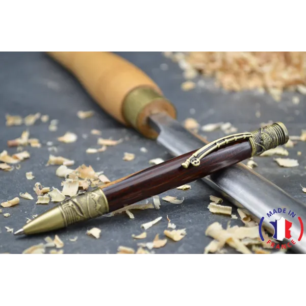 Wooden pen Fisherman in cocobolo with aubier Cocobolo wood - Au Bois Enchanté