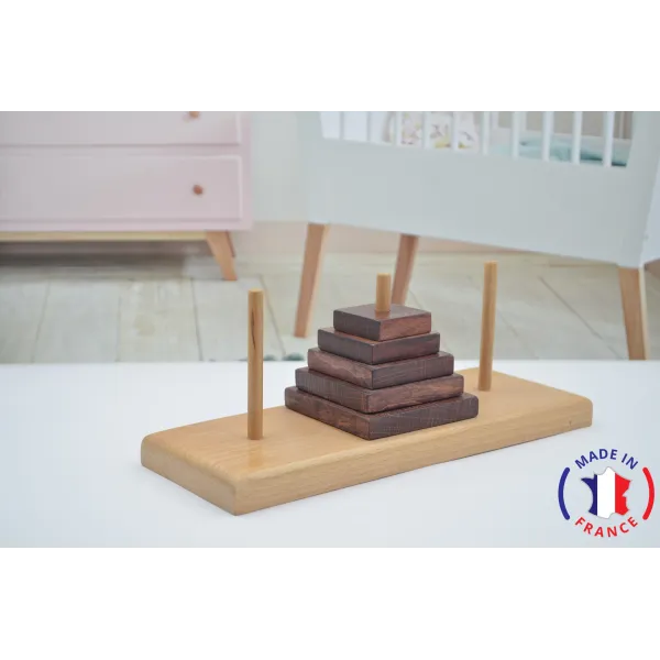 The tower of Hanoi made of beech wood Beech Wood - Au Bois Enchanté