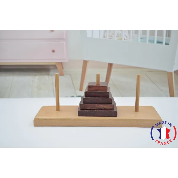 The tower of Hanoi made of beech wood Beech Wood - Au Bois Enchanté