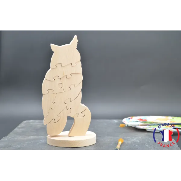 Puzzle en bois hibou à peindre Bois Hêtre - Au Bois Enchanté