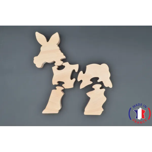 Puzzle âne en bois brut à peindre Bois Hêtre - Au Bois Enchanté