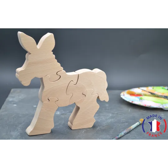 Puzzle âne en bois brut à peindre Bois Hêtre - Au Bois Enchanté