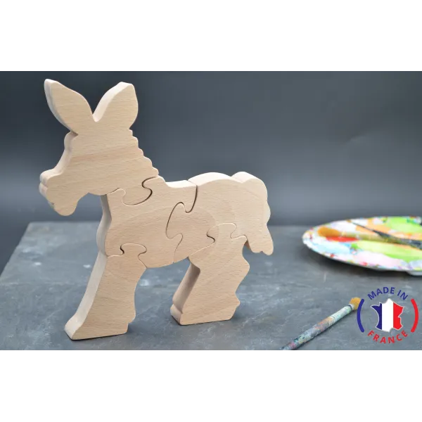 Raw wood donkey puzzle to paint Beech Wood - Au Bois Enchanté