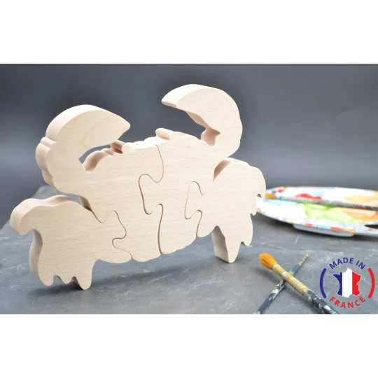 Puzzle crab in raw wood to paint Beech Wood - Au Bois Enchanté