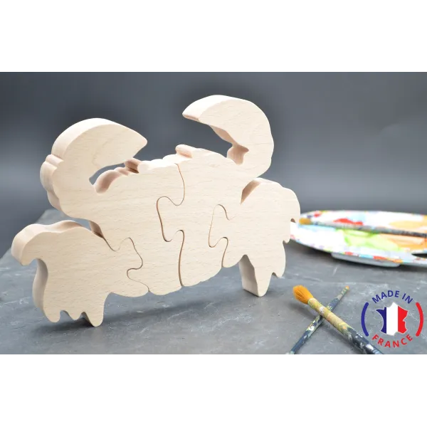 Puzzle crabe en bois brut à peindre Bois Hêtre - Au Bois Enchanté