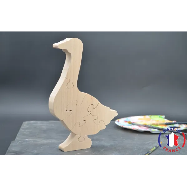 Goose puzzle to be painted in wood Beech Wood - Au Bois Enchanté