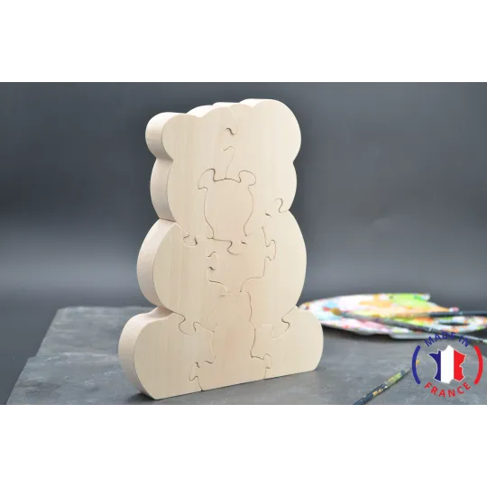 Puzzle Bear to paint in wood Beech Wood - Au Bois Enchanté